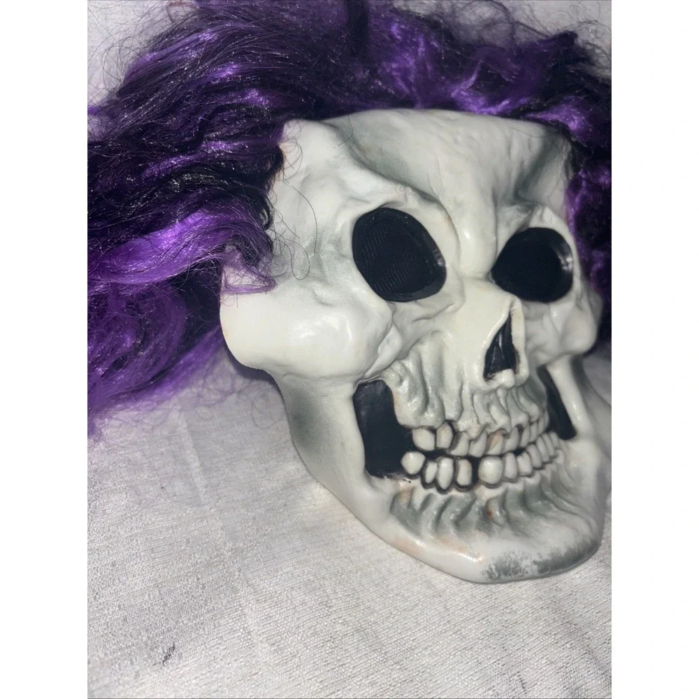 Easter Unlimited Skull Skeleton‎ Halloween Face Mask w/ Teeth Full Head Wig Hair